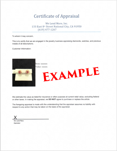 certificate of appraisal
