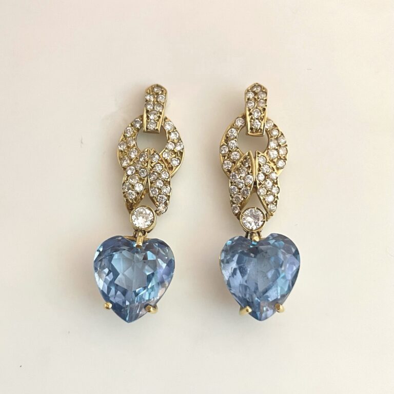 Blue topaz heart earrings